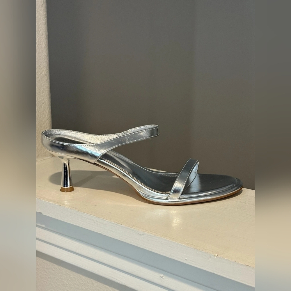 Silver Strappy Heeled Sandals - Picture 2 of 4